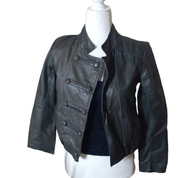 BBDakota charcoal grey leather motto jacket small - Picture 1 of 9